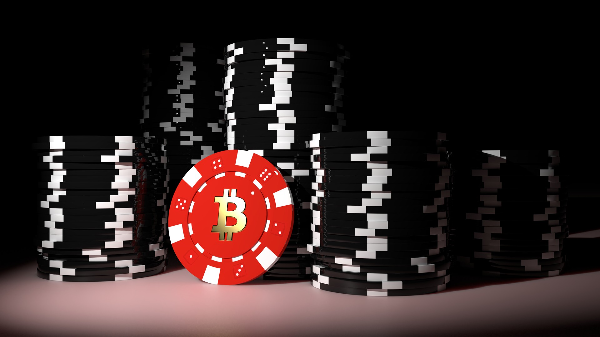 Cryptocurrency risk concept with red and black poker chips